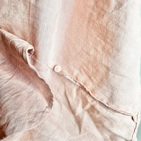 Madewell V-Neck Button Front Linen Blend Minidress in Warm Thistle Pink - Picture 7 of 10